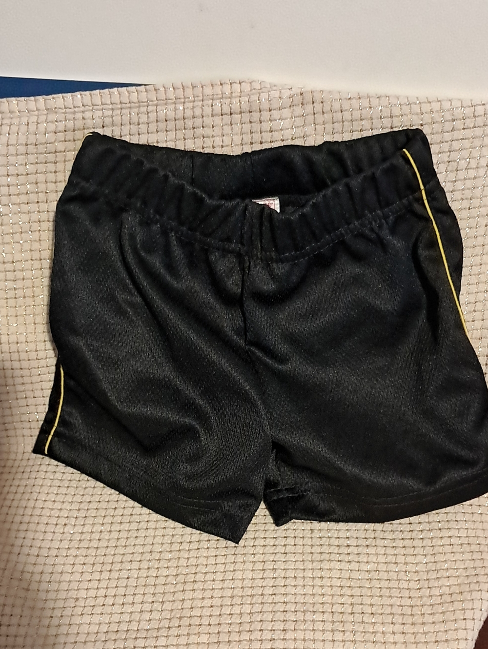 Swiggles Black Athletic Shorts with Yellow Side Piping
